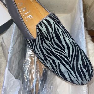 Slate Gray Zebra Print suede leather loafer 9 42